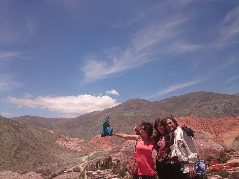 Los tres arriba en Purmamarca