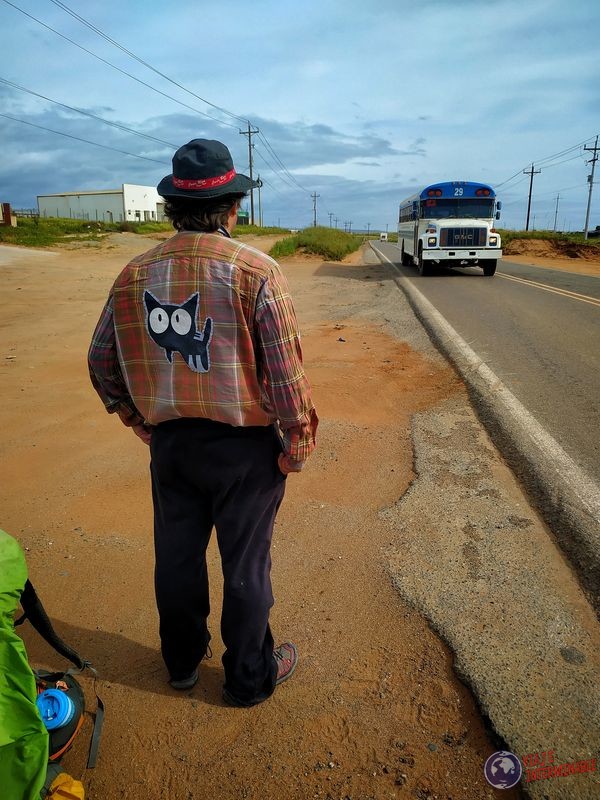 Wa ranchero espaldas ruta autostop hacia Ensenada Baja California Mexico